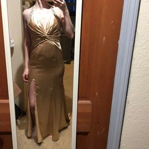 Satin-Like Gold Prom Dress